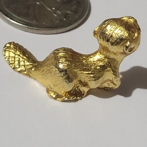 Gold-Plated Miniature Beaver Figurine~stamped
